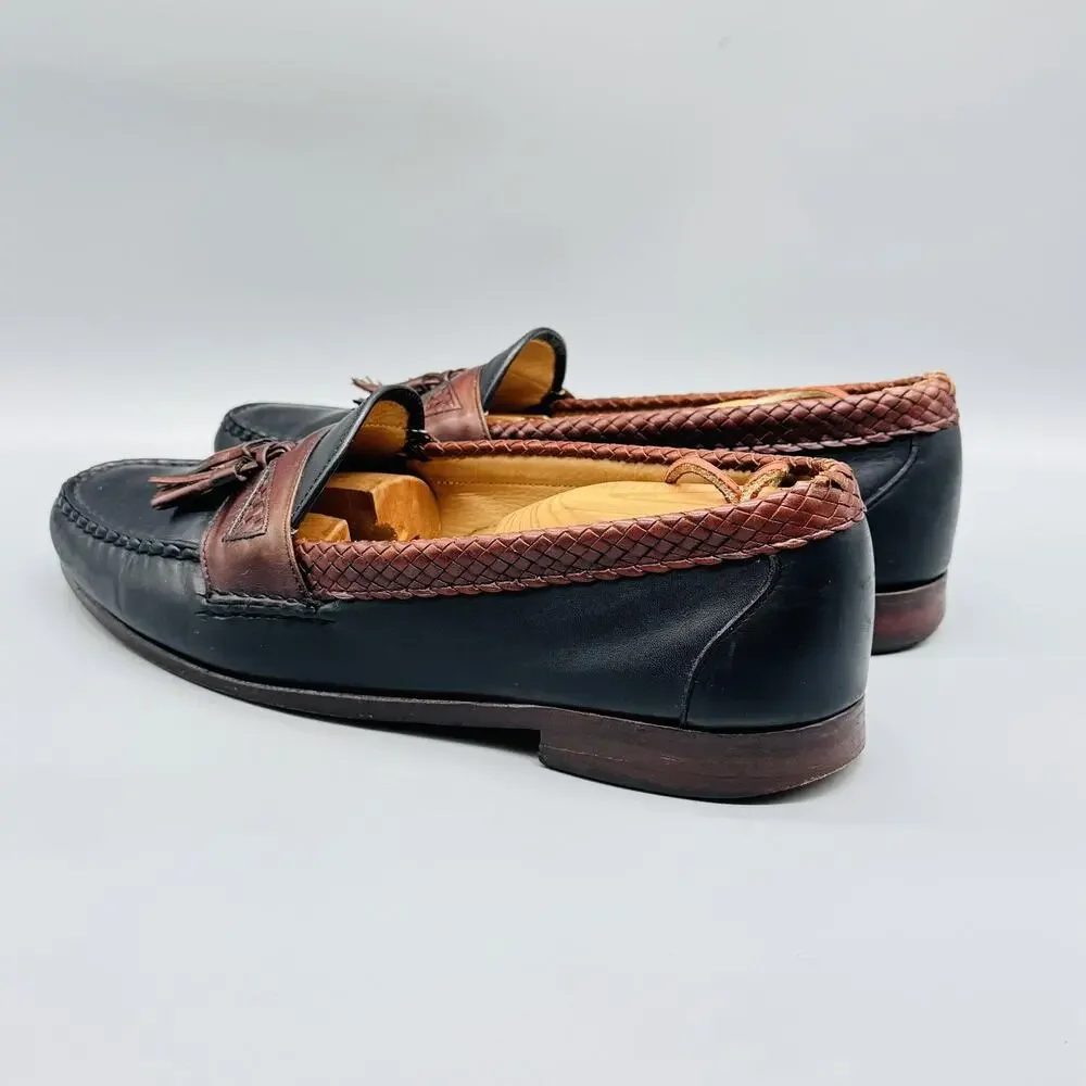 Allen Edmonds Shoes Mens 11.5 Black Brown Leather Maxfield Tassel Loafers Dress